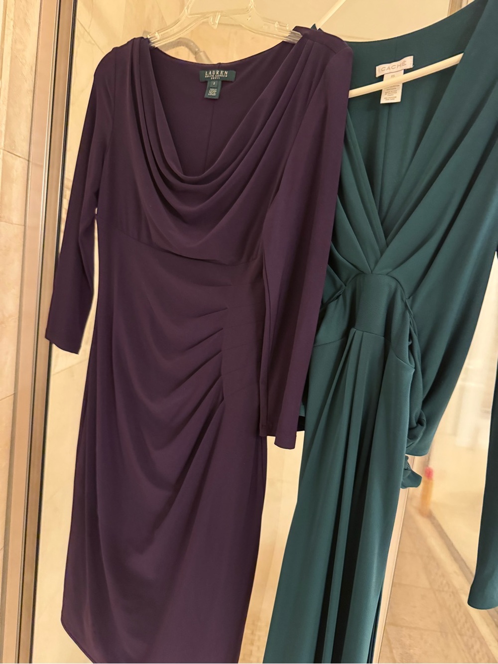 Lauren Ralph Lauren Purple Cowl Neck Long Sleeve Sheath Dress